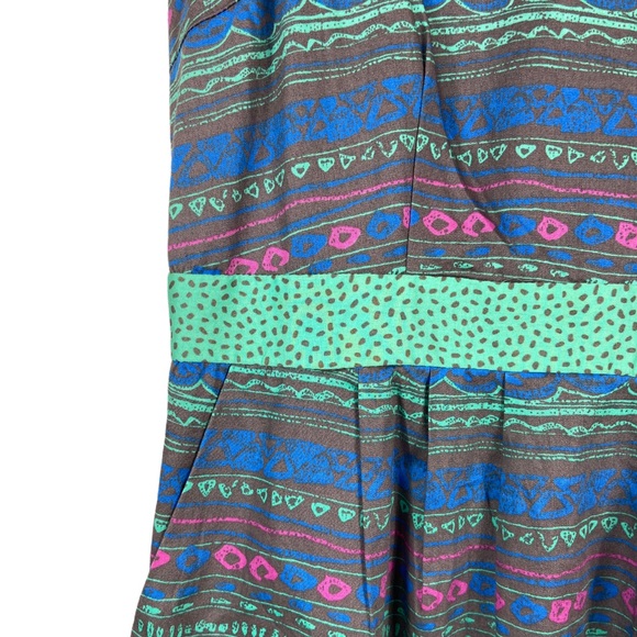 I heart Ronson Sundress NEW Green Gray Aztec Print Mini - Picture 3 of 10